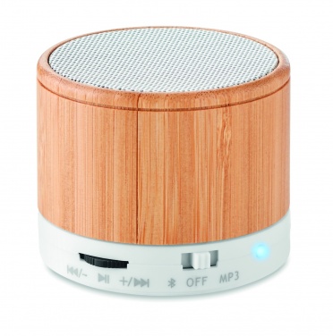 Logotrade promotional merchandise picture of: Round Bamboo wireless speaker
