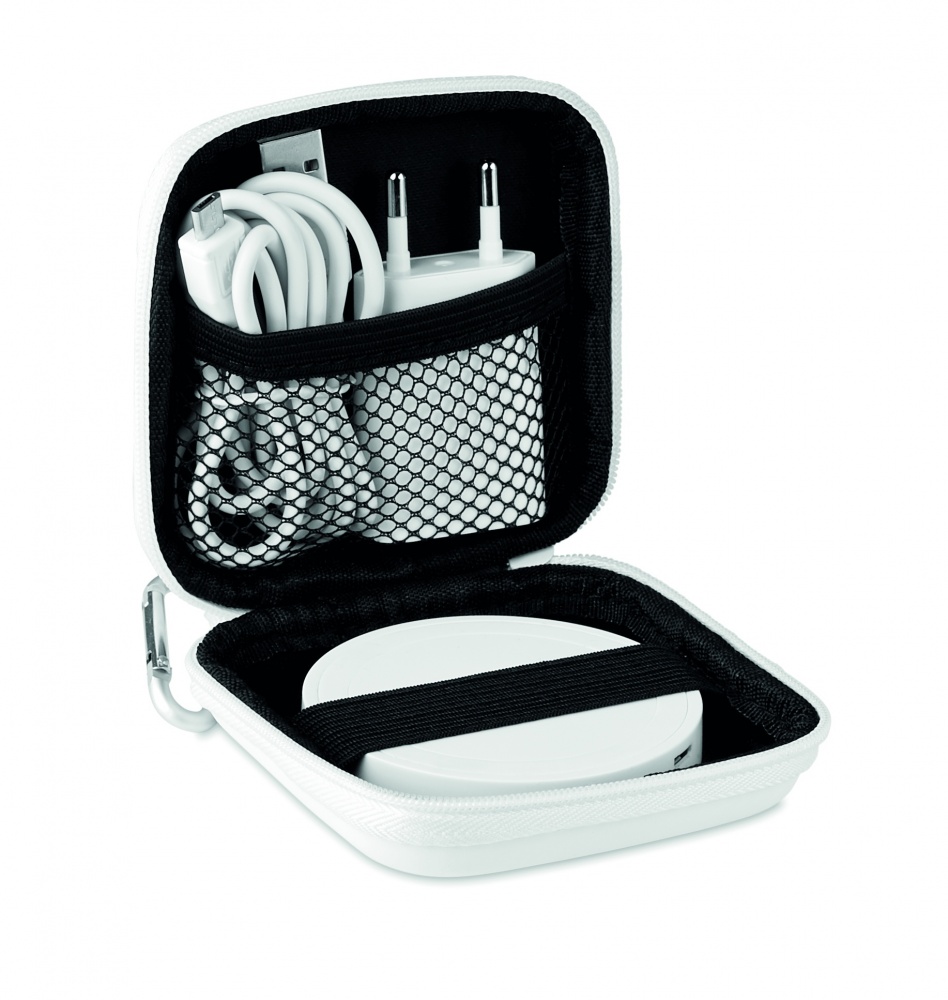 Logo trade promotional giveaways picture of: Wireless charger travel set