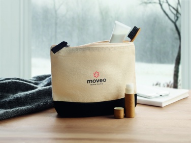 Logo trade promotional item photo of: Bicolour cotton cosmetic bag