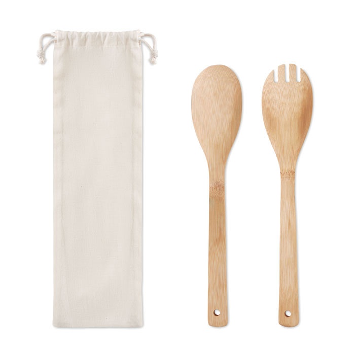 Logo trade advertising product photo of: Set bamboo utensils salad