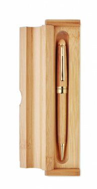Logo trade corporate gifts picture of: Bamboo twist-action ballpoint pen in a box