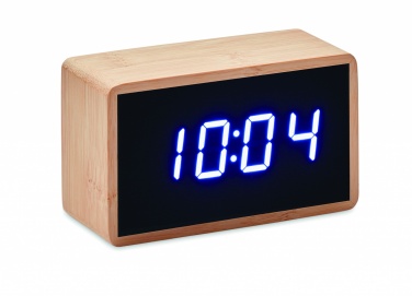 Logotrade corporate gift image of: LED alarm clock bamboo casing Düsseldorf