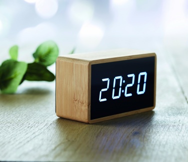 Logo trade advertising product photo of: LED alarm clock bamboo casing Düsseldorf