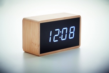 Logo trade promotional gifts picture of: LED alarm clock bamboo casing Düsseldorf