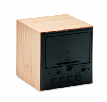 Logotrade promotional item picture of: LED alarm clock bamboo casing Dortmund