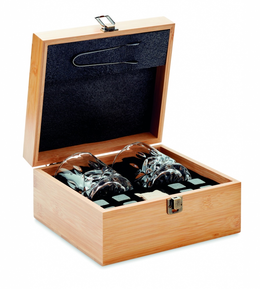 Logo trade promotional items image of: Whisky set in bamboo box