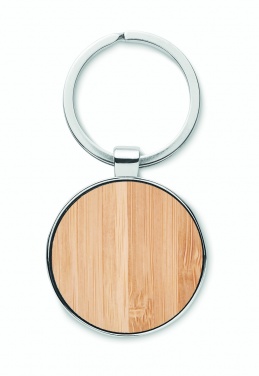 Logo trade promotional merchandise picture of: Round key ring metal bamboo Dobele