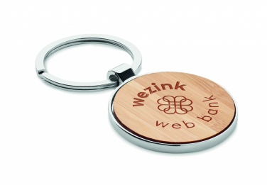 Logo trade promotional products picture of: Round key ring metal bamboo Dobele