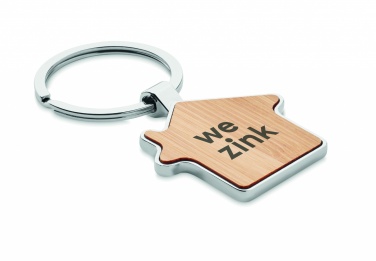 Logo trade promotional product photo of: House key ring metal bamboo NORDIC