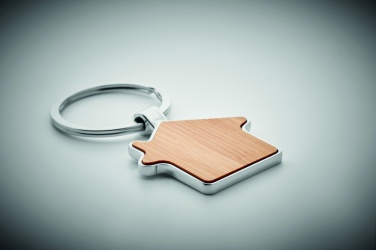 Logotrade promotional product picture of: House key ring metal bamboo NORDIC