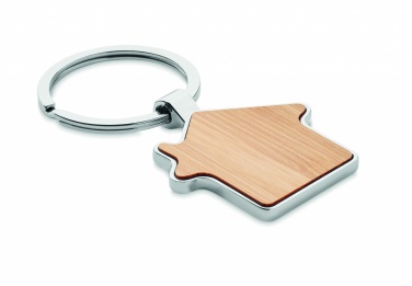 Logo trade promotional products image of: House key ring metal bamboo NORDIC