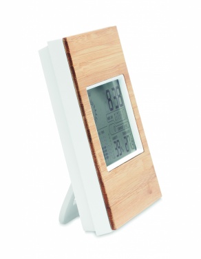 Logo trade promotional gifts picture of: Weather station bamboo front TURKU
