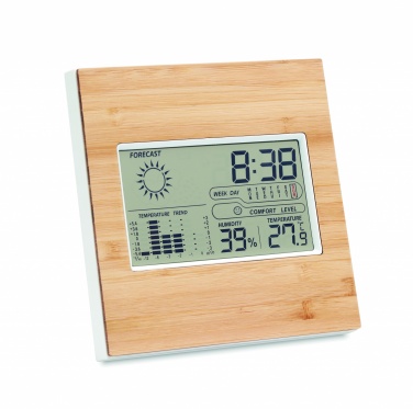 Logo trade promotional giveaways image of: Weather station bamboo front TURKU