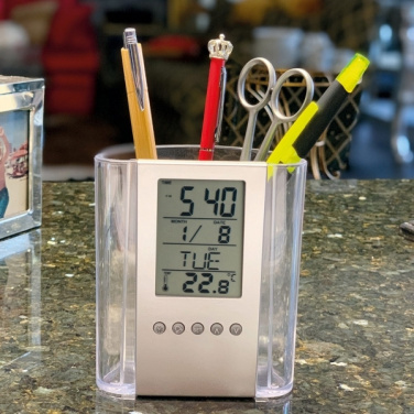 Logo trade promotional giveaways picture of: Acrylic desk pen holder MADRID
