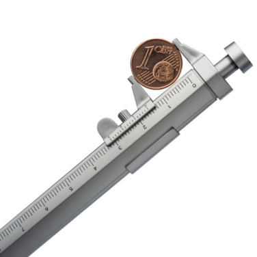 Logo trade promotional merchandise image of: Plastic ballpen with sliding calliper PRESCOT