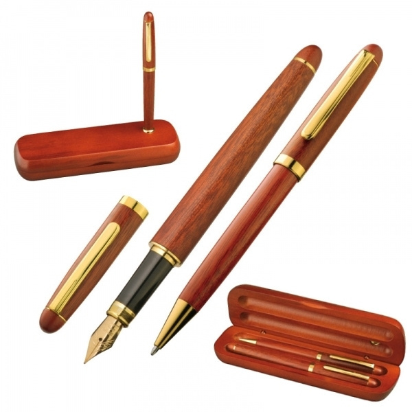 Logo trade corporate gift photo of: Rosewood writing set OXFORD