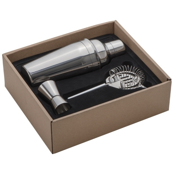 Logo trade promotional merchandise photo of: Metal cocktail set, 3-piece MESSINA