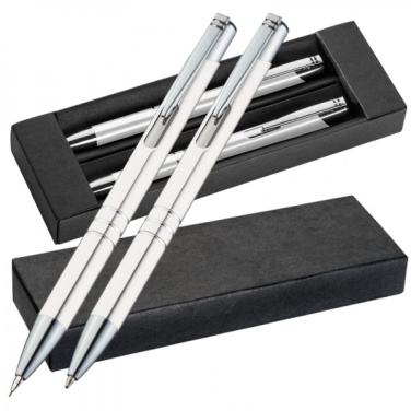 Logo trade promotional giveaways image of: Metal writing set CLAREMONT