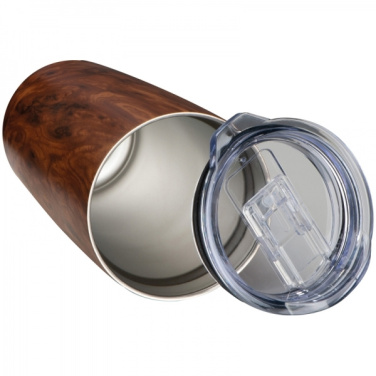 Logotrade promotional product picture of: Stainless steel mug with wooden look COSTA RICA 550 ml