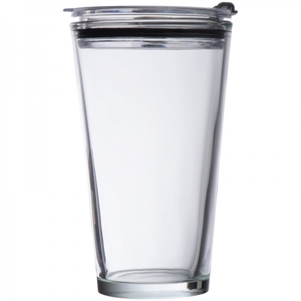 Logotrade promotional product picture of: Glass mug with lid WATTENSCHEID 400 ml
