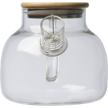 Logo trade promotional merchandise photo of: Glass jug with bamboo lid FRANKFURT 1000ml