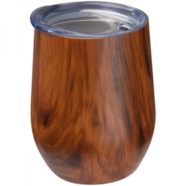 Logo trade promotional giveaways picture of: Stainless steel mug with wooden look BRIGHTON 380 ml