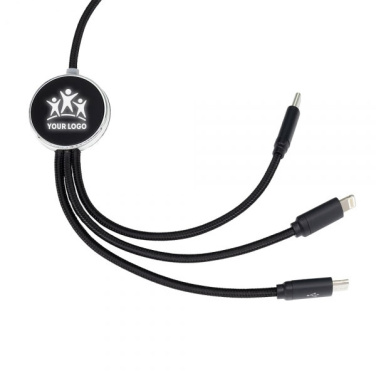 Logo trade corporate gifts image of: 3in1 long cable with elighted logo for engraving, W201TG