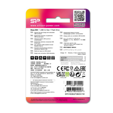 Logo trade promotional merchandise image of: PENDRIVE SILICON POWER B03 3.2