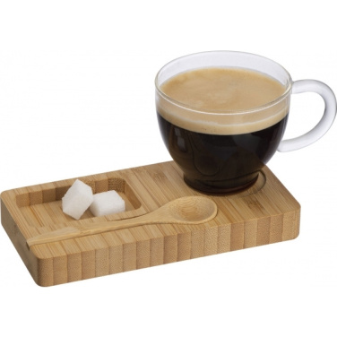 Logo trade corporate gifts picture of: Tray with cup and spoon FORMOSA 150 ml