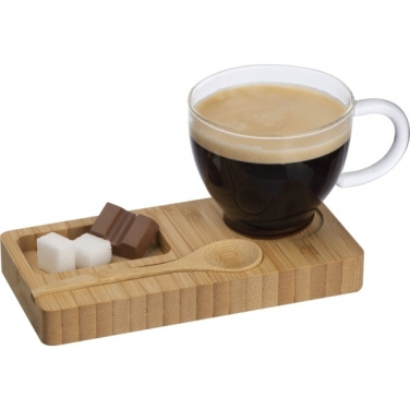 Logotrade promotional merchandise image of: Tray with cup and spoon FORMOSA 150 ml