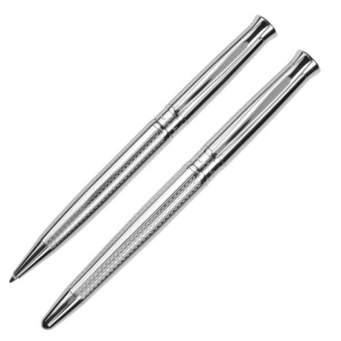 Logo trade promotional giveaway photo of: Metal set of ballpoint pen and roller ROI