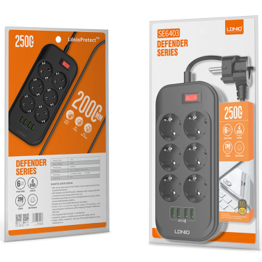Logo trade corporate gifts picture of: Power strip with USB ports