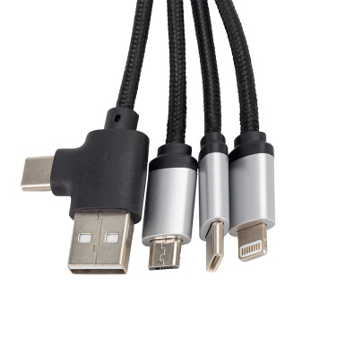Logotrade promotional item image of: 4-in-1 cable with elighted logo in a wooden casing, LH-ZMU05