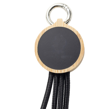 Logo trade promotional items picture of: 4-in-1 cable with elighted logo in a wooden casing, LH-ZMU05