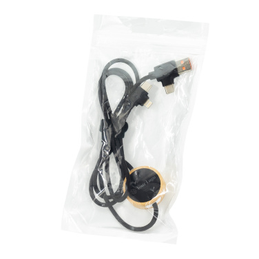 Logotrade promotional product image of: 4in1 long wooden cable with elighted logo for engraving