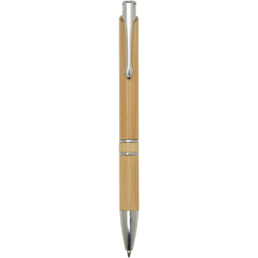 Logo trade corporate gifts image of: Wicker bamboo ballpoint pen