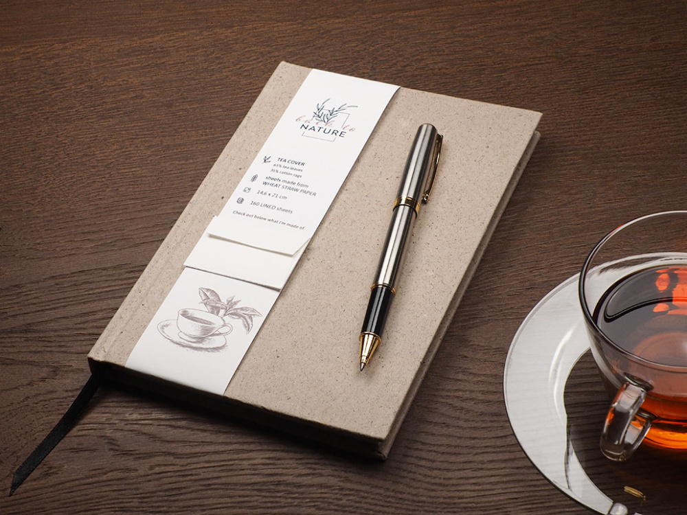 Logo trade corporate gifts image of: Recycled Tea Notebook 209734000