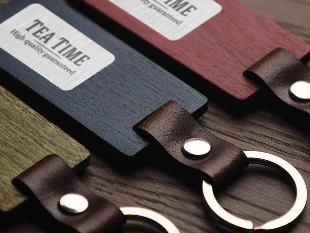 Logo trade business gift photo of: Wooden keyring 1853121