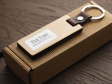 Logo trade business gifts image of: Wooden keyring 1853292