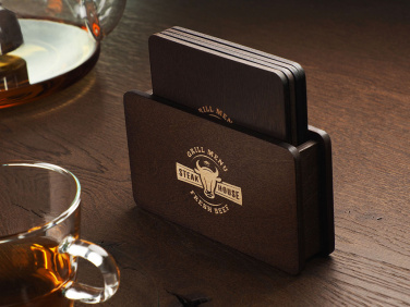 Logo trade promotional merchandise picture of: Wooden box with 4 coasters 1871121