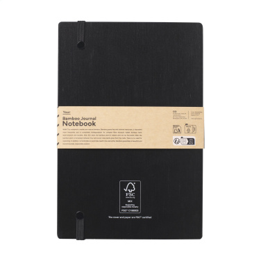 Logotrade promotional product image of: Bamboo Journal Naked Spine Paper Notebook Black A5