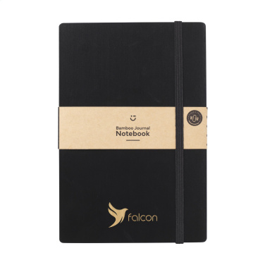 Logo trade promotional merchandise image of: Bamboo Journal Naked Spine Paper Notebook Black A5