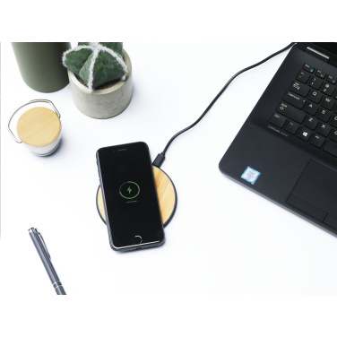 Logo trade corporate gifts image of: Bamboo 10W Wireless Charger wireless fast charger