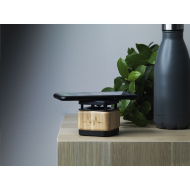 Logotrade advertising product image of: Bamboo Block Speaker with wireless charger