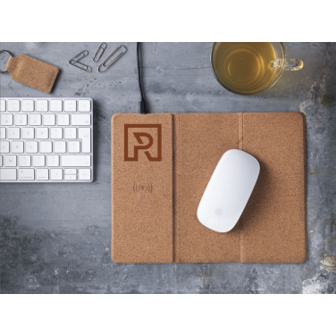 Logo trade corporate gifts image of: Cork Wireless Charging Mousepad