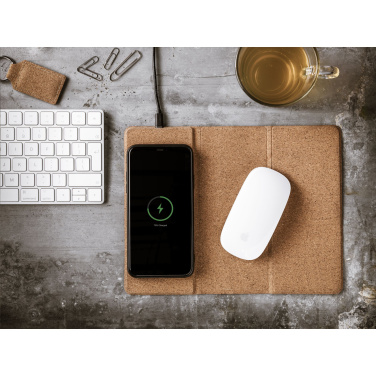 Logo trade promotional gifts image of: Cork Wireless Charging Mousepad