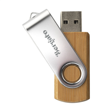 Logo trade corporate gift photo of: USB Twist Bamboo 32 GB