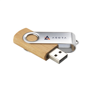 Logo trade promotional merchandise picture of: USB Twist Bamboo 64 GB