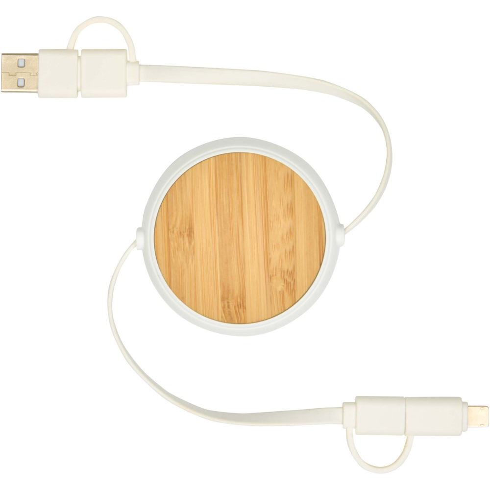 Logo trade corporate gifts image of: Chechia 5-in-1 recycled plastic 100 cm retractable data sync and 45W fast charge cable
