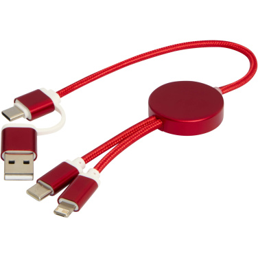 Logo trade promotional items image of: Alasia 5-in-1 recycled aluminium and plastic 30 cm data sync and 27W fast charge cable